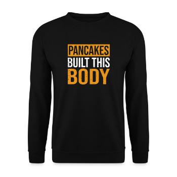 Pancakes Built This Body, Pancakes Love - Unisex Sweatshirt - black - Front - Alina (178cm) & Michal (187cm)