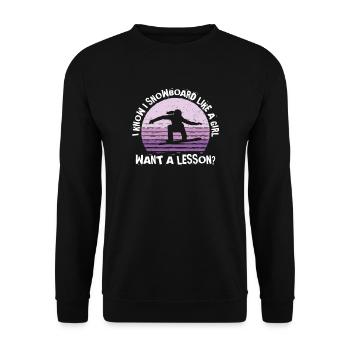 I Know I Snowboard Like A Girl Want A Lesson - Unisex Sweatshirt - black - Front - Alina (178cm) & Michal (187cm)