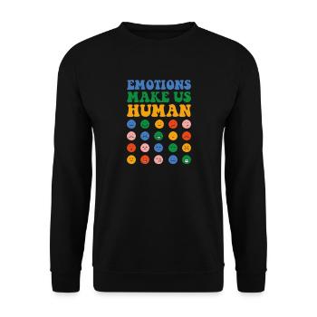 Les émotions nous rendent humains, la santé mentale - Sweat-shirt Unisexe - noir - Devant - Alina (178cm) & Michal (187cm)