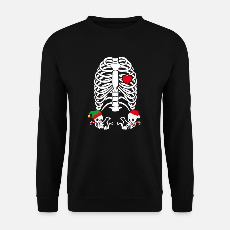 Gemini Pregnancy Christmas Skeleton - Unisex Sweatshirt - black