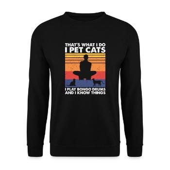 Do Pet Cats Play Bongo Drums & Know Things - Unisex Sweatshirt - black - Front - Alina (178cm) & Michal (187cm)