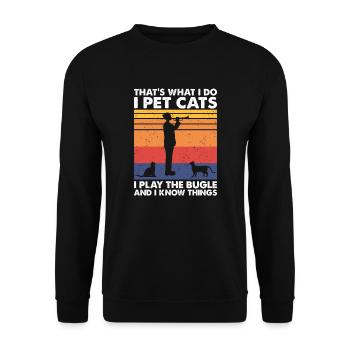 C’est ce que jouent les chats de compagnie Le clairon Savoir des choses - Sweat-shirt Unisexe - noir - Devant - Alina (178cm) & Michal (187cm)