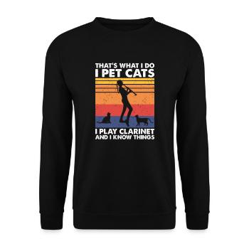 That's What Do Pet Cats Play Clarinet Know Things - Unisex Sweatshirt - black - Front - Alina (178cm) & Michal (187cm)