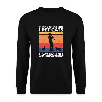 That's What Do Pet Cats Play Clarinet Know Things - Unisex Sweatshirt - black - Front - Alina (178cm) & Michal (187cm)