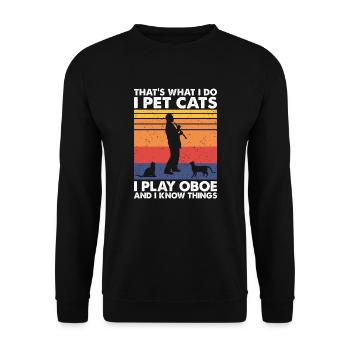 That's What Do Pet Cats Play Oboe & Know Things - Unisex Sweatshirt - black - Front - Alina (178cm) & Michal (187cm)