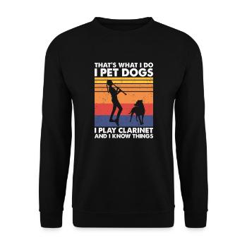 That's What Do Pet Dogs Play Clarinet Know Things - Unisex Pullover - Schwarz - Vorne - Alina (178cm) & Michal (187cm)
