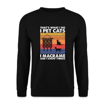 C’est ce que font les chats de compagnie Macramé & Savoir des choses - Sweat-shirt Unisexe - noir - Devant - Alina (178cm) & Michal (187cm)