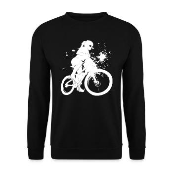 Mountainbiker Radfahren MTB Radfahrer Damen - Unisex Pullover - Schwarz - Vorne - Alina (178cm) & Michal (187cm)
