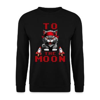 Kitty to the moon stock - Unisex Sweatshirt - black - Front - Alina (178cm) & Michal (187cm)