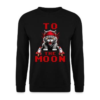 Kitty to the moon stock - Unisex Sweatshirt - black - Front - Alina (178cm) & Michal (187cm)