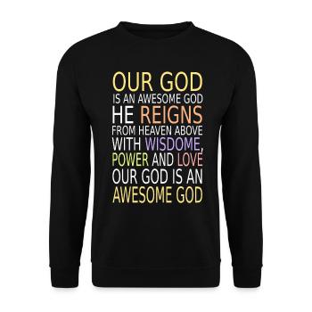 Awesome God - Unisex Pullover - Schwarz - Vorne - Alina (178cm) & Michal (187cm)