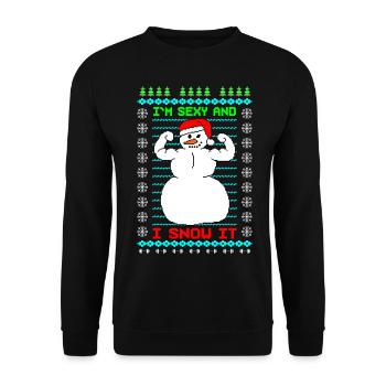 Sexy Schneemann Fun Ugly - Unisex Pullover - Schwarz - Vorne - Alina (178cm) & Michal (187cm)