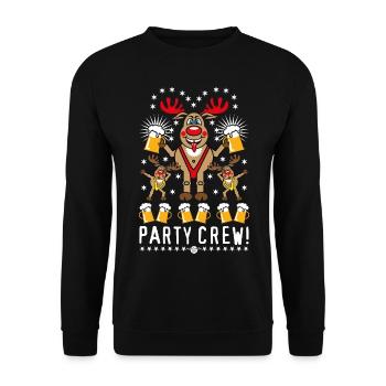 241 Hirsch Rudolph Rudi Bier Party Crew Dabbing - Unisex Sweatshirt - black - Front - Alina (178cm) & Michal (187cm)