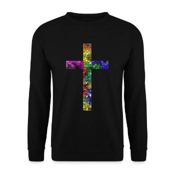 Kreuz Jesus Gott Religion Kirche Papst Vatikan - Unisex Pullover - Schwarz - Vorne - Alina (178cm) & Michal (187cm)