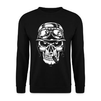 skull 03 motorcycle evil death skull shirt evil - Unisex Sweatshirt - black - Front - Alina (178cm) & Michal (187cm)