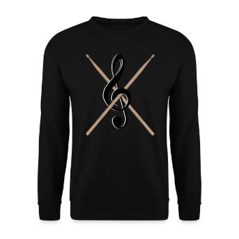 Drumsticks Notenschlüssel - Unisex Pullover - Schwarz - Vorne - Alina (178cm) & Michal (187cm)