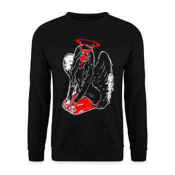 2reborn Engel Angel Teufel Devil Himmel Hölle solo - Unisex Pullover - Schwarz - Vorne - Alina (178cm) & Michal (187cm)