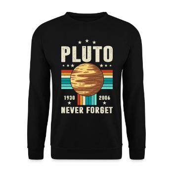 pluto vergiss nie Grafik - Unisex Pullover - Schwarz - Vorne - Alina (178cm) & Michal (187cm)