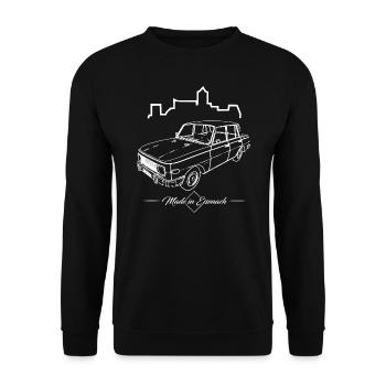 Wartburg 353 - Made in Eisenach - Cult of the GDR - Unisex Sweatshirt - black - Front - Alina (178cm) & Michal (187cm)