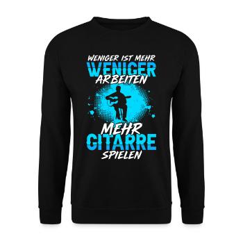 Weniger Arbeiten Mehr Gitarre Spielen Gitarrist - Unisex Pullover - Schwarz - Vorne - Alina (178cm) & Michal (187cm)