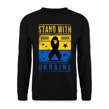 Ukraine Flagge mit Friedenszeichen - Unisex Pullover - Schwarz - Vorne - Alina (178cm) & Michal (187cm)