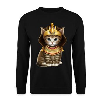 Ägyptischer Pharao Katze - Unisex Pullover - Schwarz - Vorne - Alina (178cm) & Michal (187cm)
