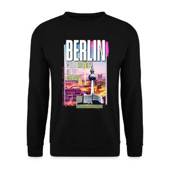 Berlin Skyline TV Tower Germany City Colorful - Unisex Sweatshirt - black - Front - Alina (178cm) & Michal (187cm)