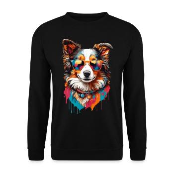Border Collie avec lunettes de soleil : une élégance mignonne - Sweat-shirt Unisexe - noir - Devant - Alina (178cm) & Michal (187cm)