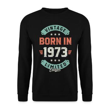 Vintage born in 1973 - Unisex Sweatshirt - black - Front - Alina (178cm) & Michal (187cm)