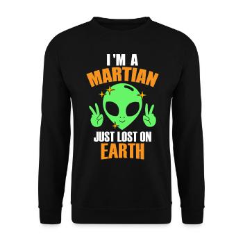 Je suis un Martien juste perdu sur Terre, Humour, Fun, - Sweat-shirt Unisexe - noir - Devant - Alina (178cm) & Michal (187cm)