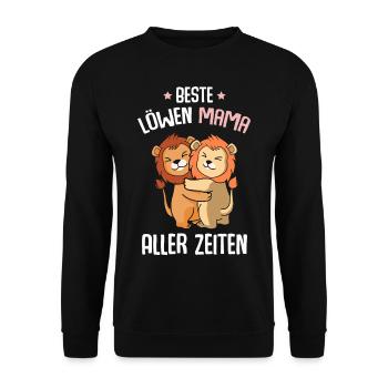 Beste Löwenmama aller Zeiten - Unisex Pullover - Schwarz - Vorne - Alina (178cm) & Michal (187cm)