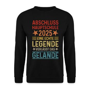 Abschluss Hauptschule 2025 Legende Gelände - Unisex Pullover - Schwarz - Vorne - Alina (178cm) & Michal (187cm)
