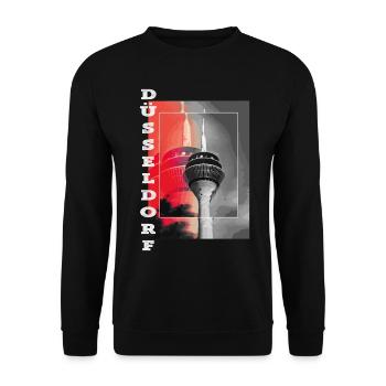 Dusseldorf Skyline TV Tower Germany City - Unisex Sweatshirt - black - Front - Alina (178cm) & Michal (187cm)