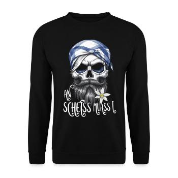 Grantler Trachtenshirt bayrische Mundart Dialekt - Unisex Pullover - Schwarz - Vorne - Alina (178cm) & Michal (187cm)