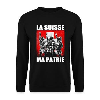 Schweiz Heimat Rütlischwur Patriot Geschenk fr - Unisex Pullover - Schwarz - Vorne - Alina (178cm) & Michal (187cm)