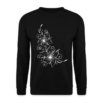 Large lilies with floral element. Summer time. - Unisex Sweatshirt - black - Front - Alina (178cm) & Michal (187cm)