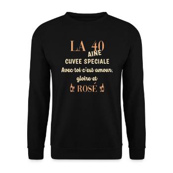 40 ans anniversaire - Sweat-shirt Unisexe - noir - Devant - Alina (178cm) & Michal (187cm)