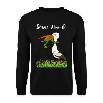 Gib niemals auf ! - Unisex Pullover - Schwarz - Vorne - Alina (178cm) & Michal (187cm)
