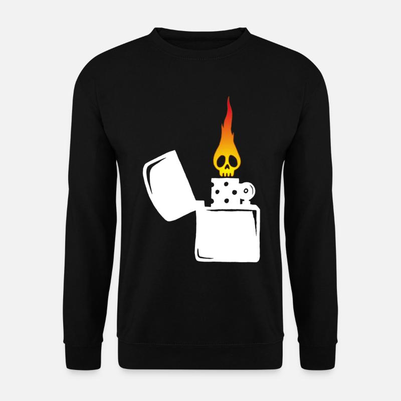 flaming skull and white lighter - Unisex Sweatshirt - black