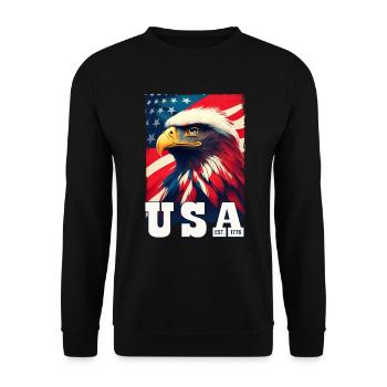 Proud Patriot Eagle: USA-Flagge und Stars & Stripes - Unisex Pullover - Schwarz - Vorne - Alina (178cm) & Michal (187cm)