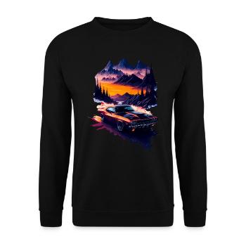 Klassischer Sportwagen - Unisex Pullover - Schwarz - Vorne - Alina (178cm) & Michal (187cm)