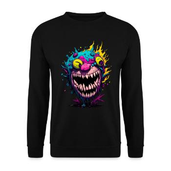 Bunter cooler Zombie - Unisex Pullover - Schwarz - Vorne - Alina (178cm) & Michal (187cm)