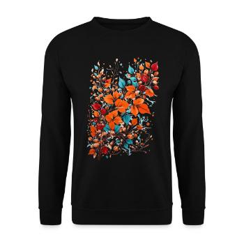 Herbst Blumen mit Nüsse - Unisex Pullover - Schwarz - Vorne - Alina (178cm) & Michal (187cm)