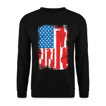 Installateur Drapeau des États-Unis - Sweat-shirt Unisexe - noir - Devant - Alina (178cm) & Michal (187cm)
