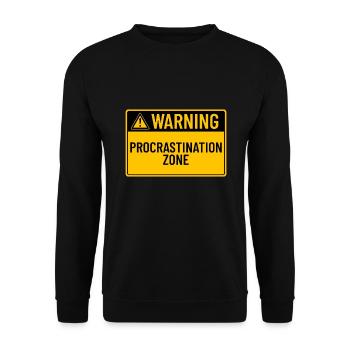 Warning: Procrastination Zone - Unisex Sweatshirt - black - Front - Alina (178cm) & Michal (187cm)