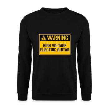 Warnung: Hochspannungs-E-Gitarre - Unisex Pullover - Schwarz - Vorne - Alina (178cm) & Michal (187cm)