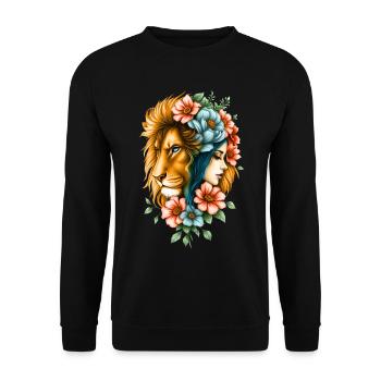 Wunderbare Frau, deren lange Haare - Unisex Pullover - Schwarz - Vorne - Alina (178cm) & Michal (187cm)