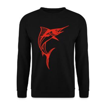 Roter Schwertfisch - Unisex Pullover - Schwarz - Vorne - Alina (178cm) & Michal (187cm)