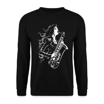 Saxophone player - Unisex Sweatshirt - black - Front - Alina (178cm) & Michal (187cm)
