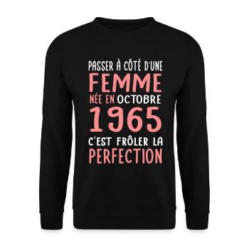 60th birthday - Born in October 1965 - Unisex Sweatshirt - black - Front - Alina (178cm) & Michal (187cm)